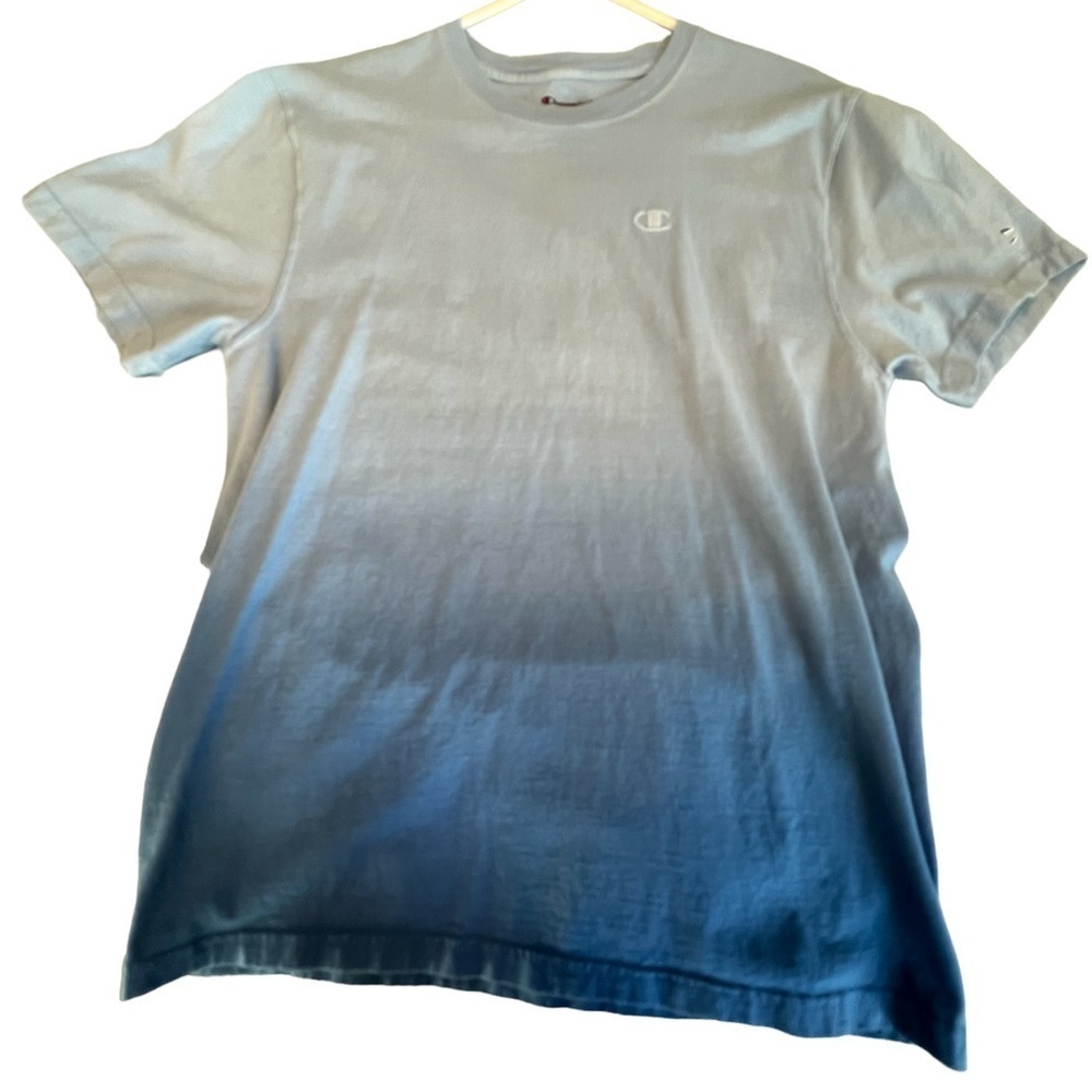 𝅺CHAMPION Dip Dye Men’s T-Shirt Medium Blue